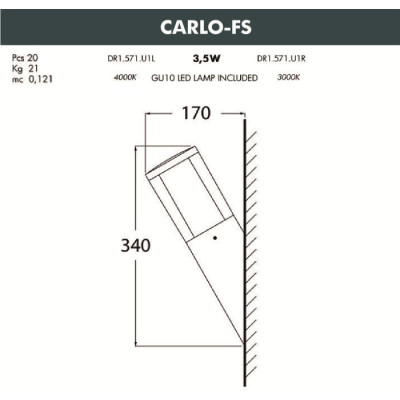 Настенный светильник уличный Carlo DR1.571.000.WXU1L